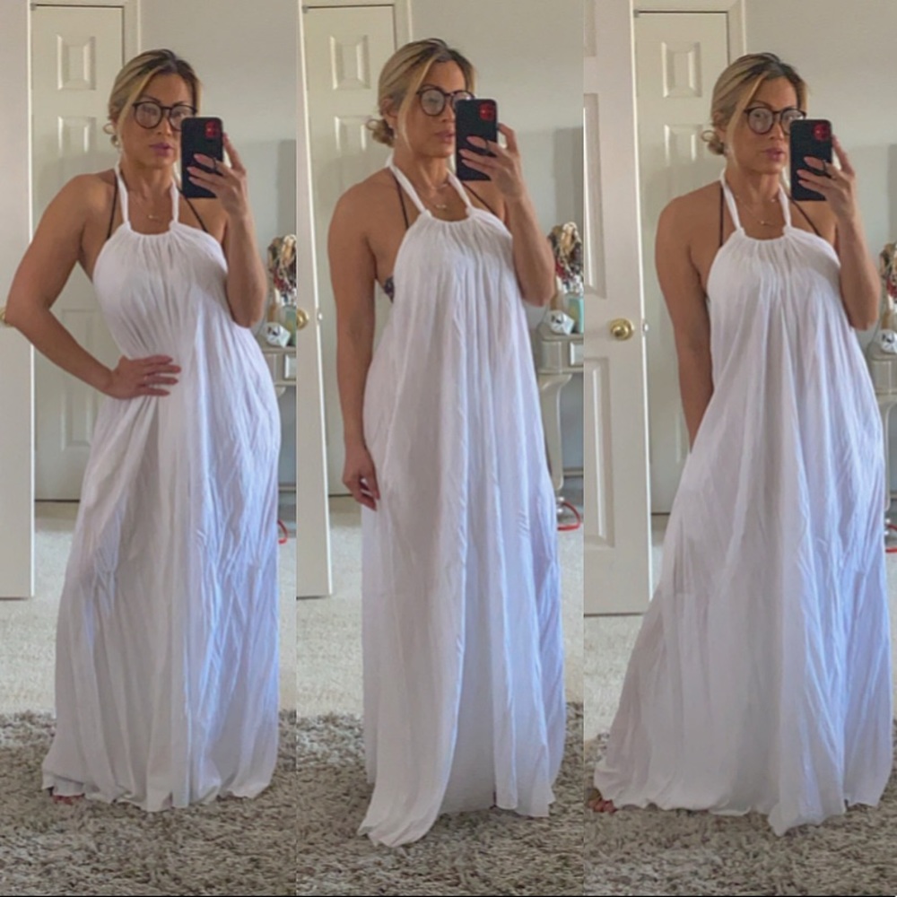 Elan White Halter Swim Coverup
